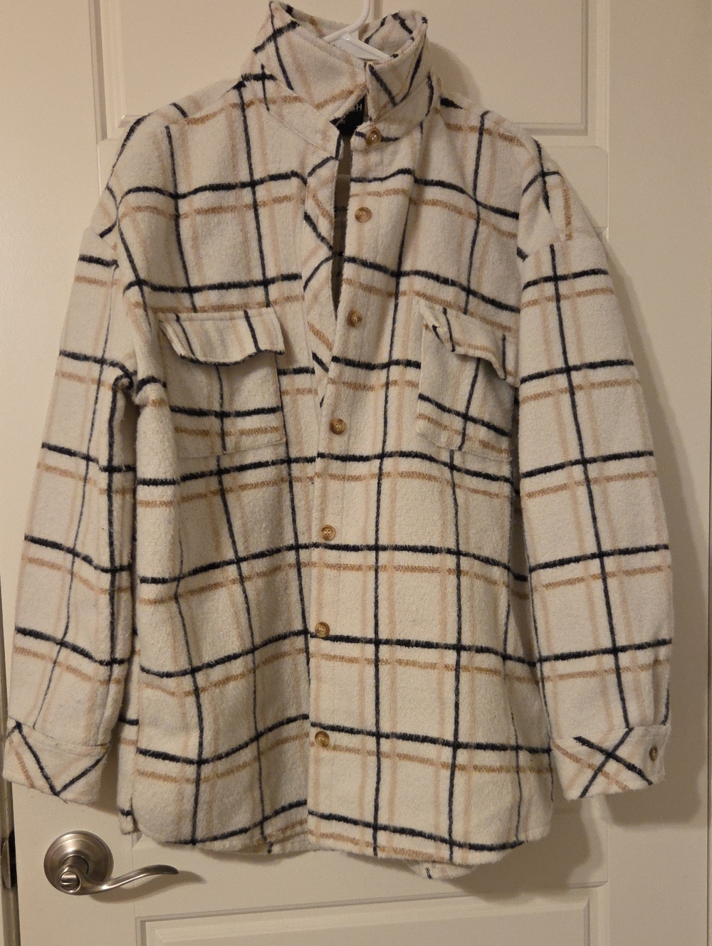 Kittenish Cream Plaid Shacket